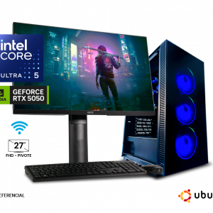 PC GAMER Ultra 5 225, 32GB DDR5, 1TB SSD M.2, RTX 5050 8GB, Wi-Fi 6 + Monitor 27" + KW105