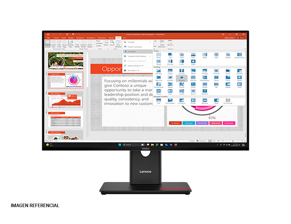 Monitor Lenovo ThinkVision T27-40, 27" WLED, FHD 1920x1080, 16:9, 100Hz, HDMI, DP, VGA